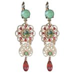 Mariana Earrings Dangling Floral in Greens & Padparadscha Austrian Crystals Boloria Dia My Butterfly Coll.