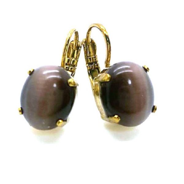 Earrings By Mariana Woman Gorgeous Oval Shape Dark Brown Swarovski Crystals
