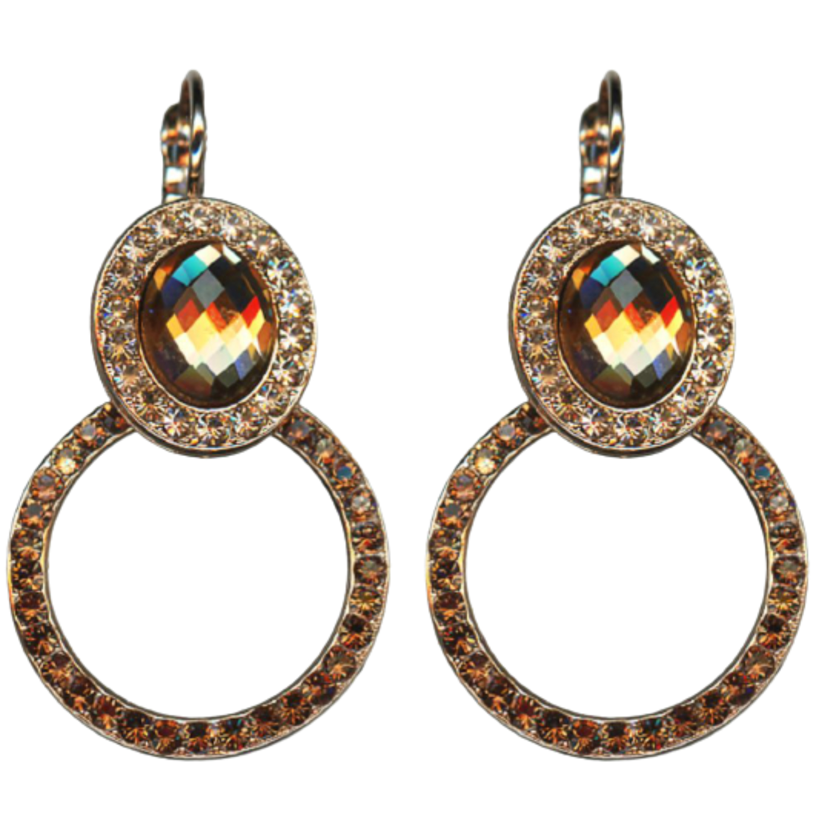 E-1030-1-1119-RG6(1) Earrings By Mariana Woman Fashionable Topaz and Golden Swarovski Crystals - Image 1