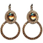 Earrings By Mariana Woman Fashionable Topaz and Golden Swarovski Crystals - Image 2