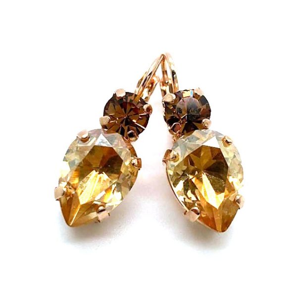 Mariana Earrings Golden Shadow & Lt Smoked Topaz Austrian Crystals Euploea Core My Butterfly Coll.
