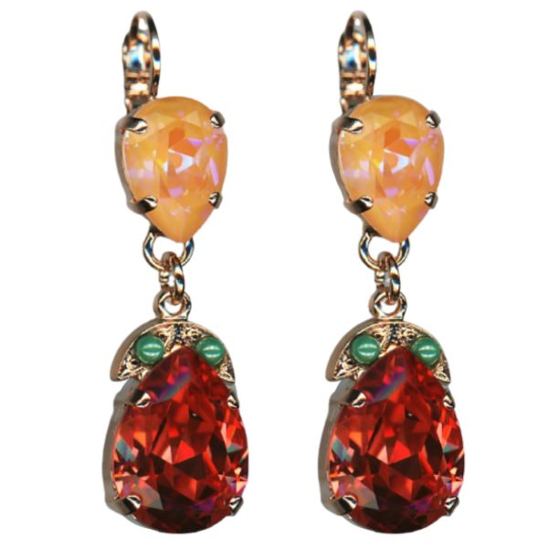 Mariana Earrings Elegant Padparadscha, Orange Opal & Green Opal Austrian Crystals Boloria Dia My Butterfly Coll.