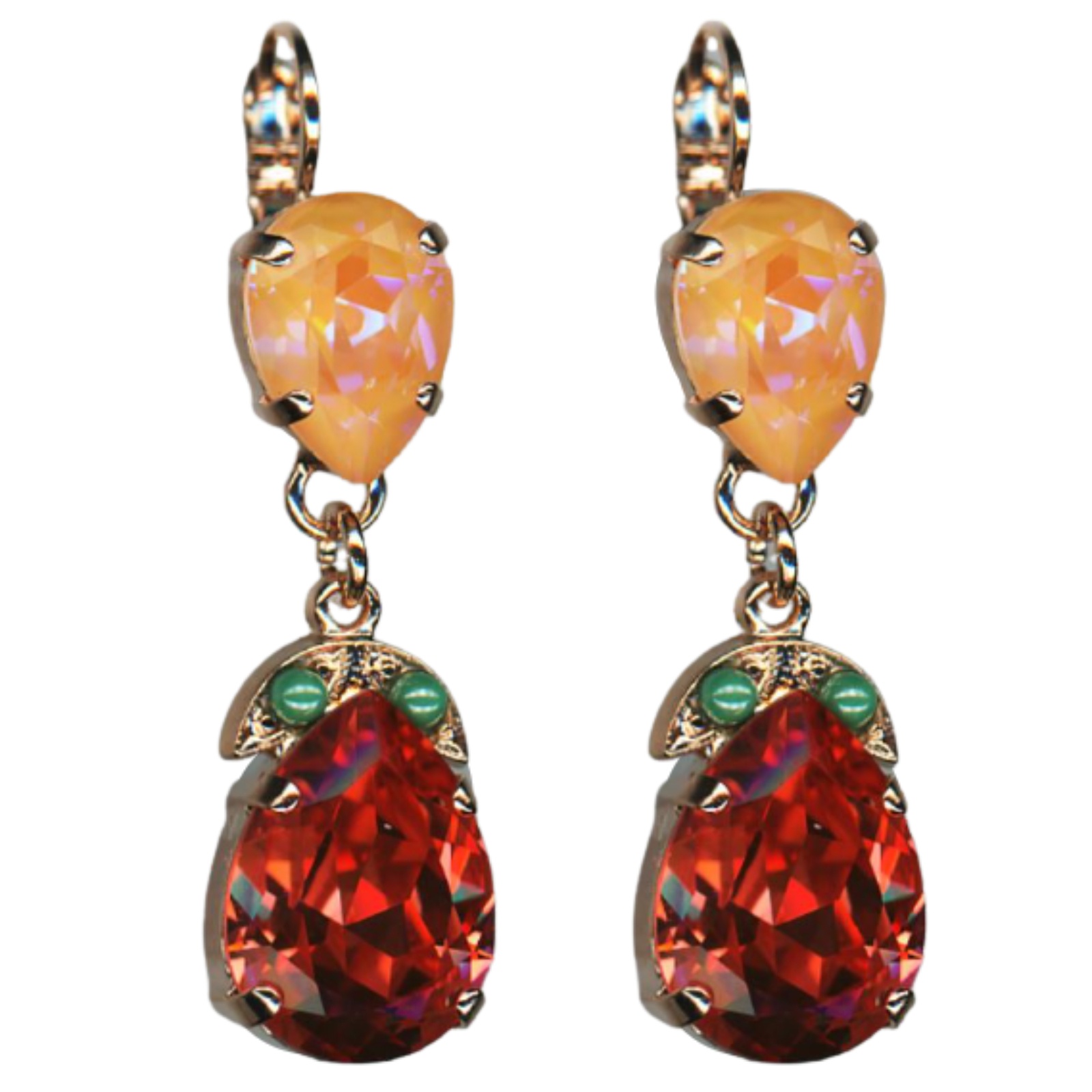 E-1032-4-1120-RG6(1) Mariana Earrings Elegant Padparadscha, Orange Opal & Green Opal Austrian Crystals Boloria Dia My Butterfly Coll. - Image 1
