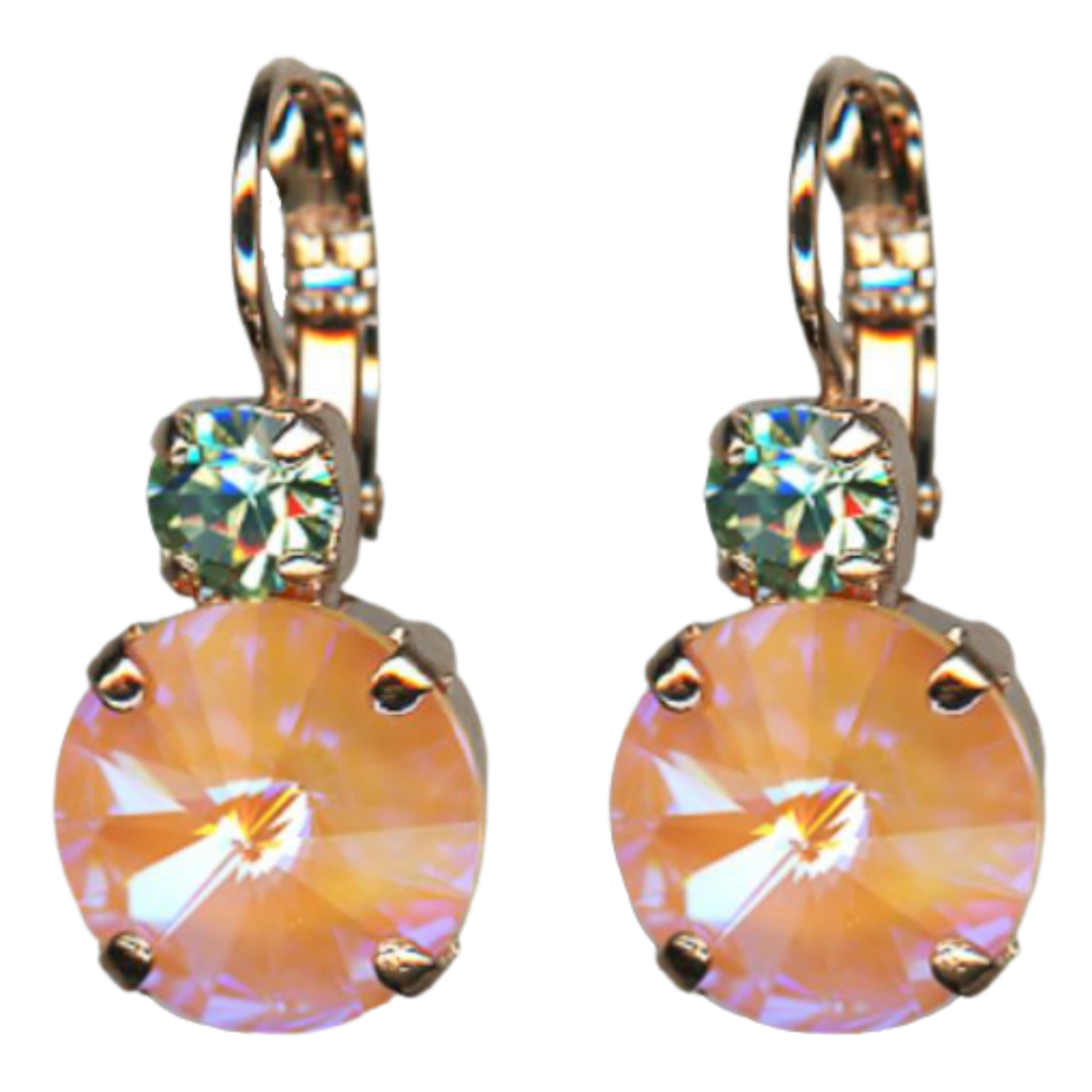 E-1037R-1120-RG6(1) Earrings By Mariana Glitzy Chrysolite and Orange Opal Swarovski Crystals - Image 1