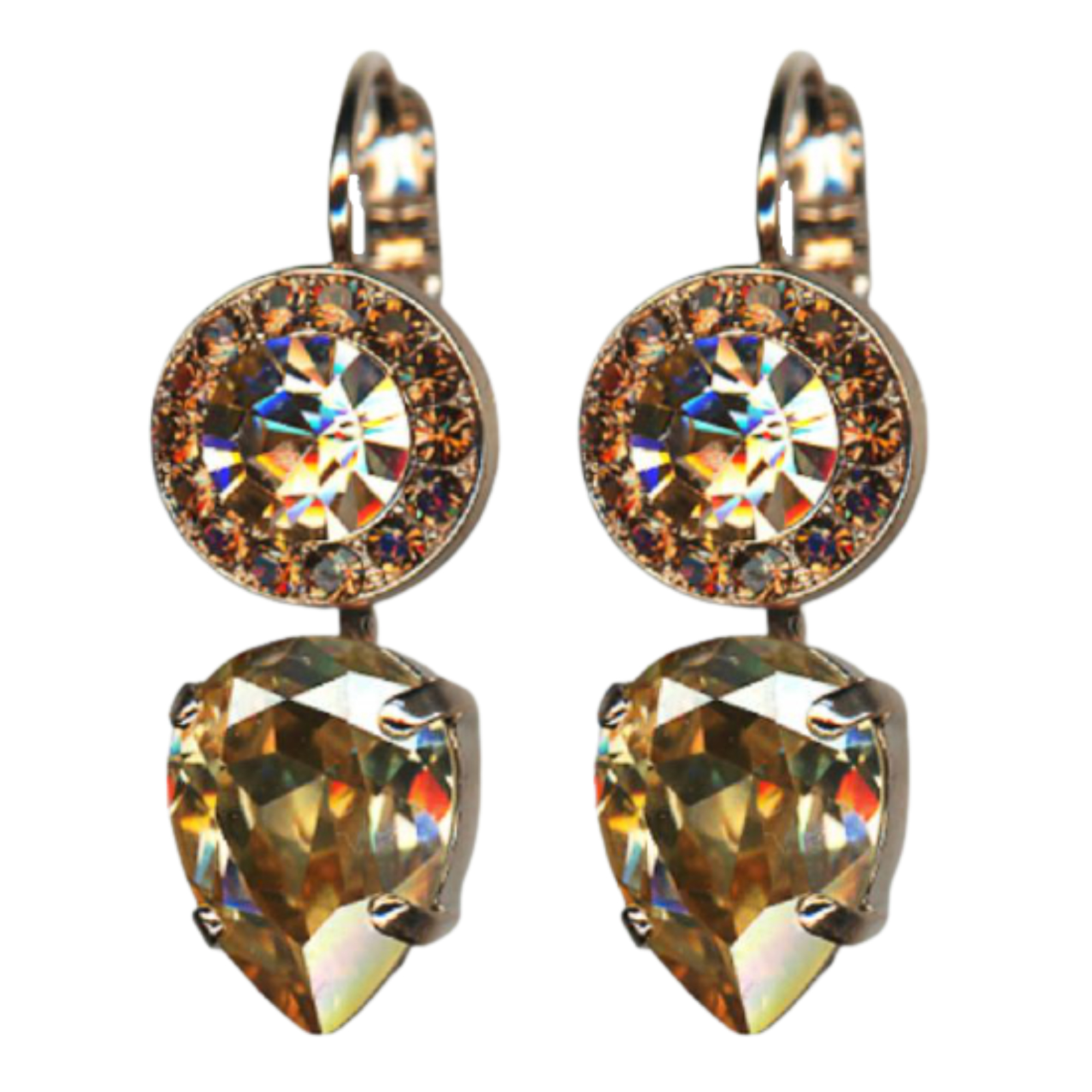 E-1040-1119-RG6(1) Mariana Earrings Luxurious Golden Shadow & Lt Smoked Topaz Austrian Crystals Euploea Core My Butterfly Coll. - Image 1