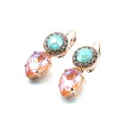 Earrings By Mariana Woman Exquisite Golden Shadow and Mint Green Swarovski Crystals - Image 2