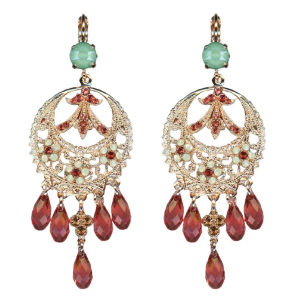 Mariana Earrings Boho Chic Fireopal, Padparadscha, Lt Smoked Topaz & Chrysolite Opal Austrian Crystals Boloria Dia My Butterfly Coll.