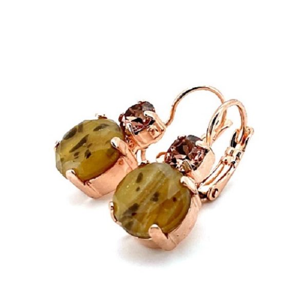 Mariana Earrings Gorgeous Cheetah Rhinestone & Vintage Rose Austrian Crystals Euploea Core My Butterfly Coll.