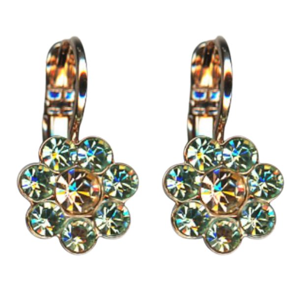 Mariana Earrings Shimmering Floral in Chrysolite & Golden Shadow Austrian Crystals Boloria Dia My Butterfly Coll.