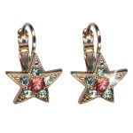 Earrings By Mariana Woman Star Shaped Chrysolite and Padparadscha Swarovski Crystals