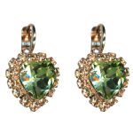 Mariana Earrings Heart Clustered Chrysolite & Golden Shadow Austrian Crystals Boloria Dia My Butterfly Coll.
