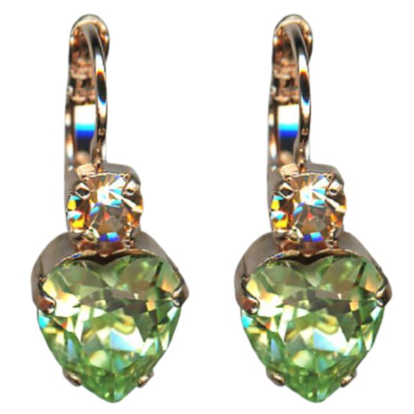 Mariana Earrings Glitzy Heart Shaped Chrysolite & Golden Shadow Austrian Crystals Boloria Dia My Butterfly Coll.