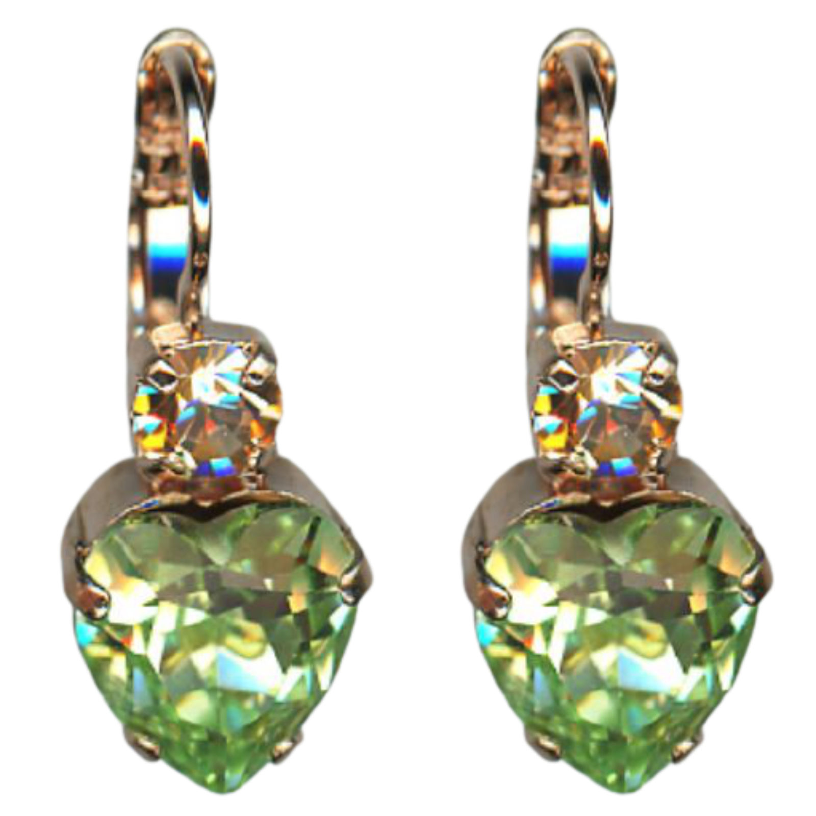 E-1100-3-1120-RG6(1) Mariana Earrings Glitzy Heart Shaped Chrysolite & Golden Shadow Austrian Crystals Boloria Dia My Butterfly Coll. - Image 1