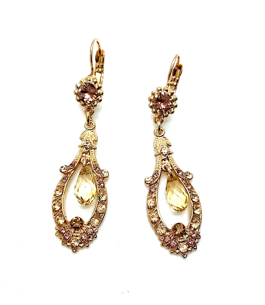 E-1120-1119-RG6 (3) Earrings By Mariana Woman Exquisite Golden and Rose Swarovski Crystals-RG - Image 1
