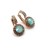 Earrings By Mariana Woman Glamorous Chrysolite Opal and Golden Swarovski Crystals - Image 4
