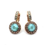 Earrings By Mariana Woman Glamorous Chrysolite Opal and Golden Swarovski Crystals - Image 2
