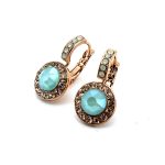 Earrings By Mariana Woman Glamorous Chrysolite Opal and Golden Swarovski Crystals