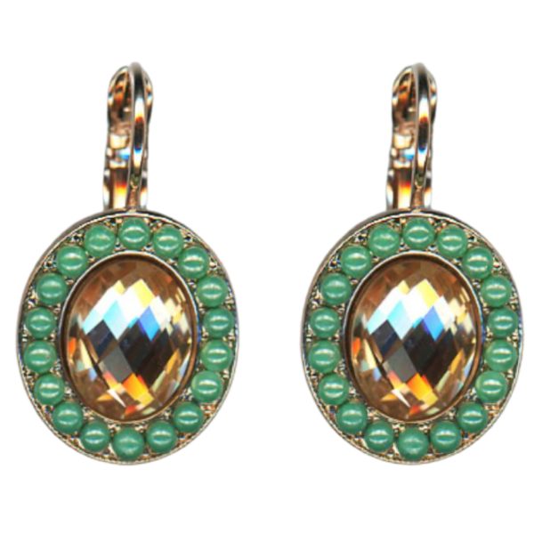 Mariana Earrings Elegant Oval Golden Shadow & Green Opal Austrian Crystals Boloria Dia My Butterfly Coll.