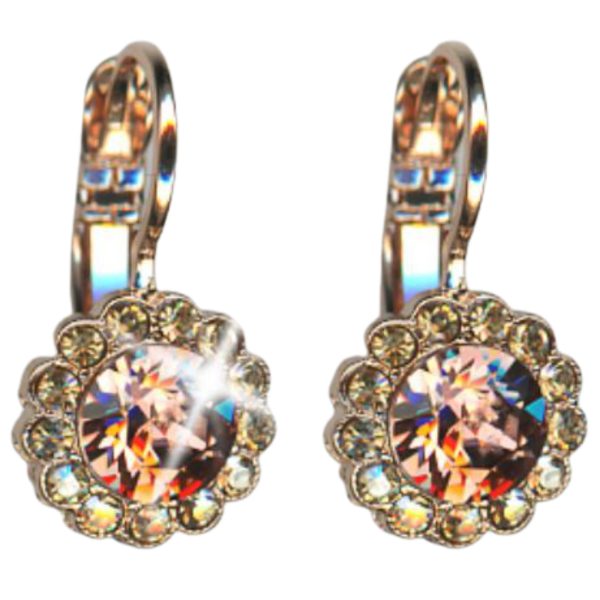 Mariana Earrings Lovely Floral in Vintage Rose & Golden Shadow Austrian Crystals Euploea Core My Butterfly Coll.