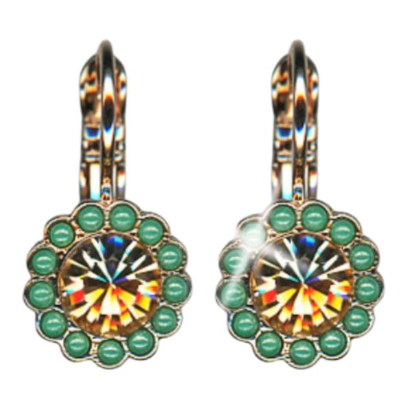 Mariana Earrings Beautiful Floral in Green Opal & Golden Shadow Austrian Crystals Boloria Dia My Butterfly Coll.