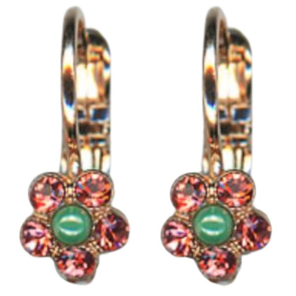 Mariana Earrings Dainty Floral in Padparadscha & Green Opal Austrian Crystals Boloria Dia My Butterfly Coll.