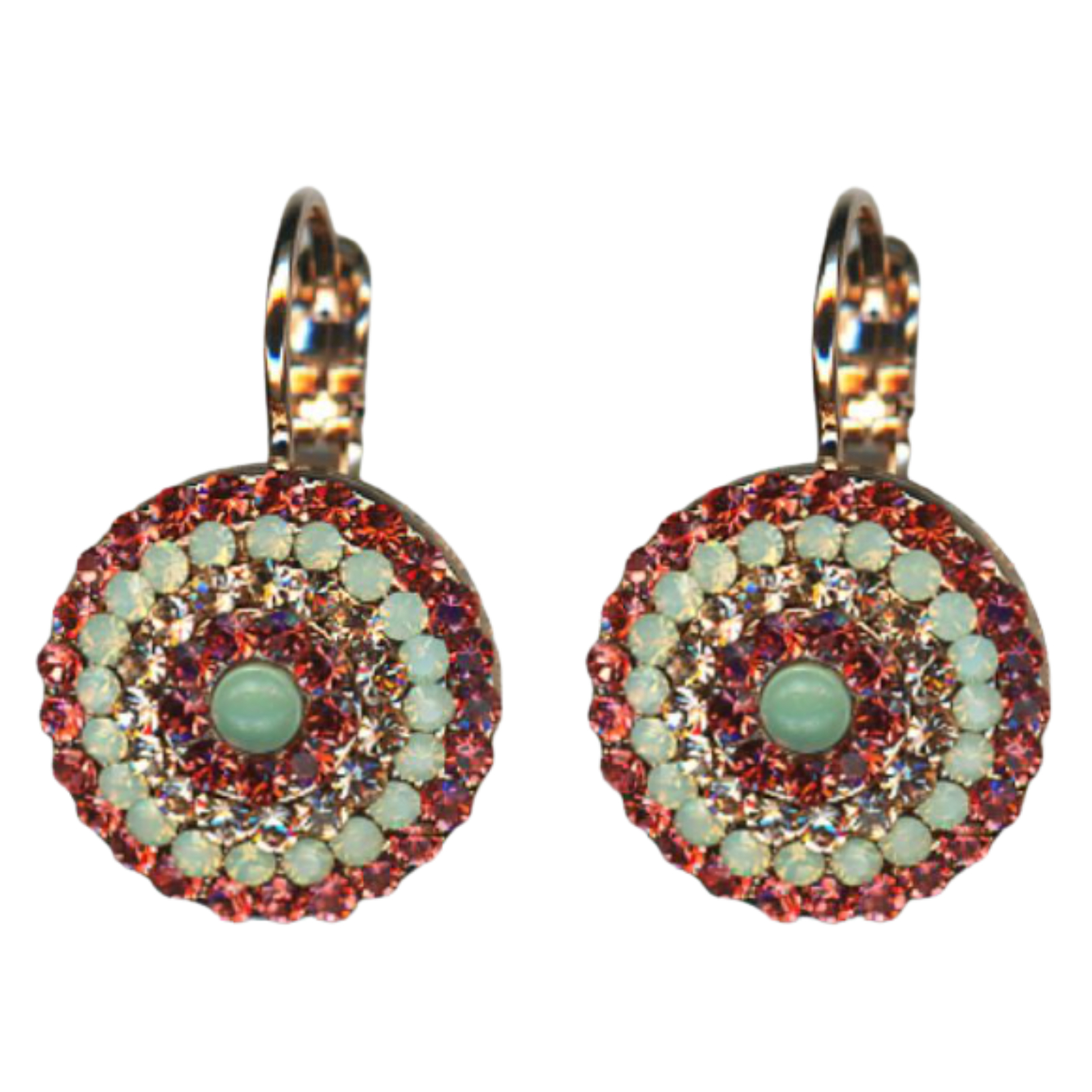 E-1193-1120-RG6(1) Earrings By Mariana Woman Gorgeous Padparadscha and Opal Swarovski Crystals - Image 1