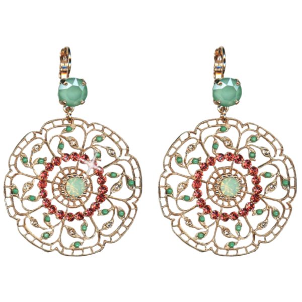 Mariana Earrings Boho Chic Mint Green, Padparadscha & Moonlight Austrian Crystals Boloria Dia My Butterfly Coll.