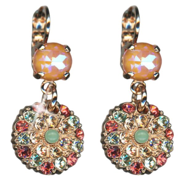 Mariana Earrings Gorgeous Dangling in Greens, Golden Shadow, Padparadscha & Orange Opal Austrian Crystals Boloria Dia My Butterfly Coll.