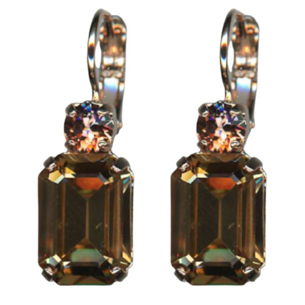 Mariana Earrings Elegant Lt Smoked Topaz & Vintage Rose Austrian Crystals Euploea Core My Butterfly Coll.