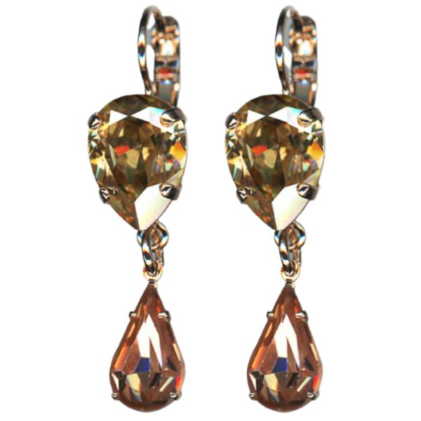 Mariana Earrings Elegant Dangling Golden Shadow & Vintage Rose Austrian Crystals Euploea Core My Butterfly Coll.