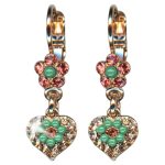 Mariana Earrings Floral & Heart Dangling Padparadscha, Green Opal & Moonlight Austrian Crystals Boloria Dia My Butterfly Coll.