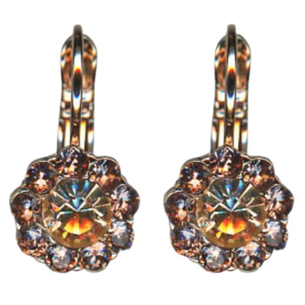 Mariana Earrings Beautiful Floral in Vintage Rose & Golden Shadow Austrian Crystals Euploea Core My Butterfly Coll.