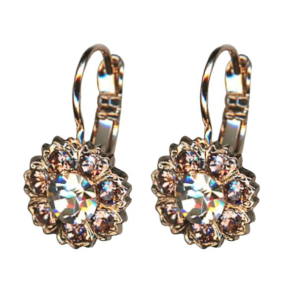 Mariana Earrings Dainty Floral in Moonlight & Vintage Rose Austrian Crystals Euploea Core My Butterfly Coll.