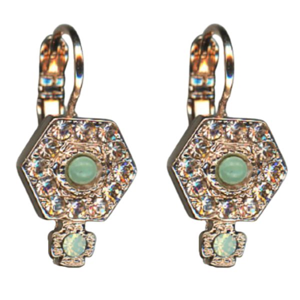 Mariana Earrings Hexagon Clustered Moonlight & Chrysolite Opal Austrian Crystals Boloria Dia My Butterfly Coll.