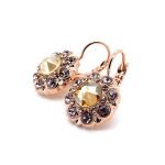 Earrings By Mariana My Butterfly Coll. Floral Golden Shadow & Vintage Rose Austrian Crystals