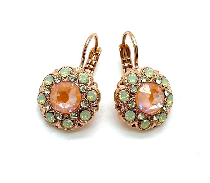 E-1417-1120-RG6 (3) Earring By Mariana Woman Lovely Greens and Orange Opal Swarovski Crystals - Image 1