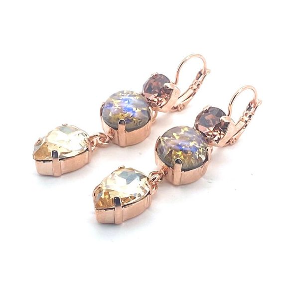 Earrings By Mariana My Butterfly Coll. Sophisticated Vintage Rose & Golden Shadow Austrian Crystals