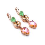 Earrings By Mariana Woman Elegant Mint Green and Golden Swarovski Crystals - Image 2