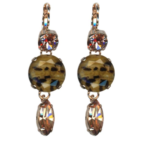 Mariana Earrings Lovely Dangling Cheetah Rhinestone & Vintage Rose Austrian Crystals Euploea Core My Butterfly Coll.