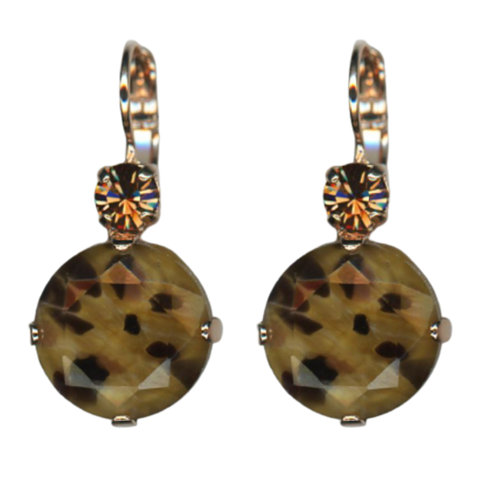 E-1506-1119-RG6(1) Mariana Earrings Stunning Cheetah Rhinestone & Lt Smoked Topaz Austrian Crystals Euploea Core My Butterfly Coll. - Image 1