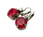Earrings By Mariana Woman Beautiful Siam and Clear Swarovski Crystals - Image 2