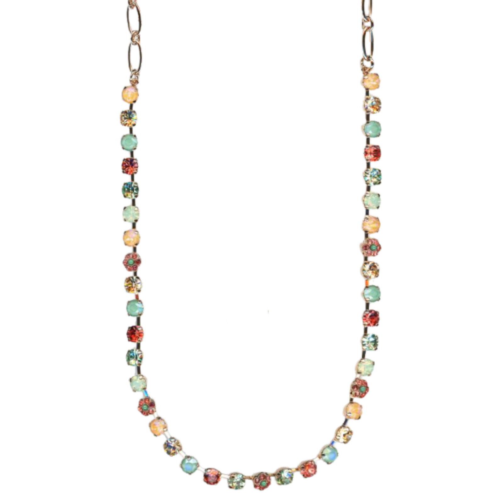 N-3008-1-1120-RG(1) Mariana Necklace Adorable Greens, Padparadscha, Orange Opal, Golden Shadow & Moonlight Austrian Crystals Boloria Dia My Butterfly Coll. - Image 1