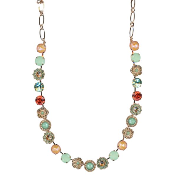 Mariana Necklace Finely Detailed Greens, Padparadscha, Orange Opal & Golden Shadow Austrian Crystals Boloria Dia My Buttefly Coll.
