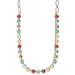Mariana Necklace Cabochon Mineral, Greens, Orange Opal, Padparadscha & Golden Shadow Austrian Crystals Boloria Dia My Butterfly Coll.