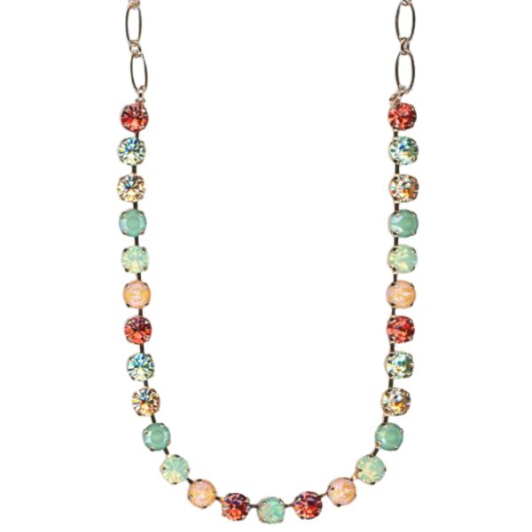 Mariana Necklace Cabochon Mineral, Greens, Orange Opal, Padparadscha & Golden Shadow Austrian Crystals Boloria Dia My Butterfly Coll.