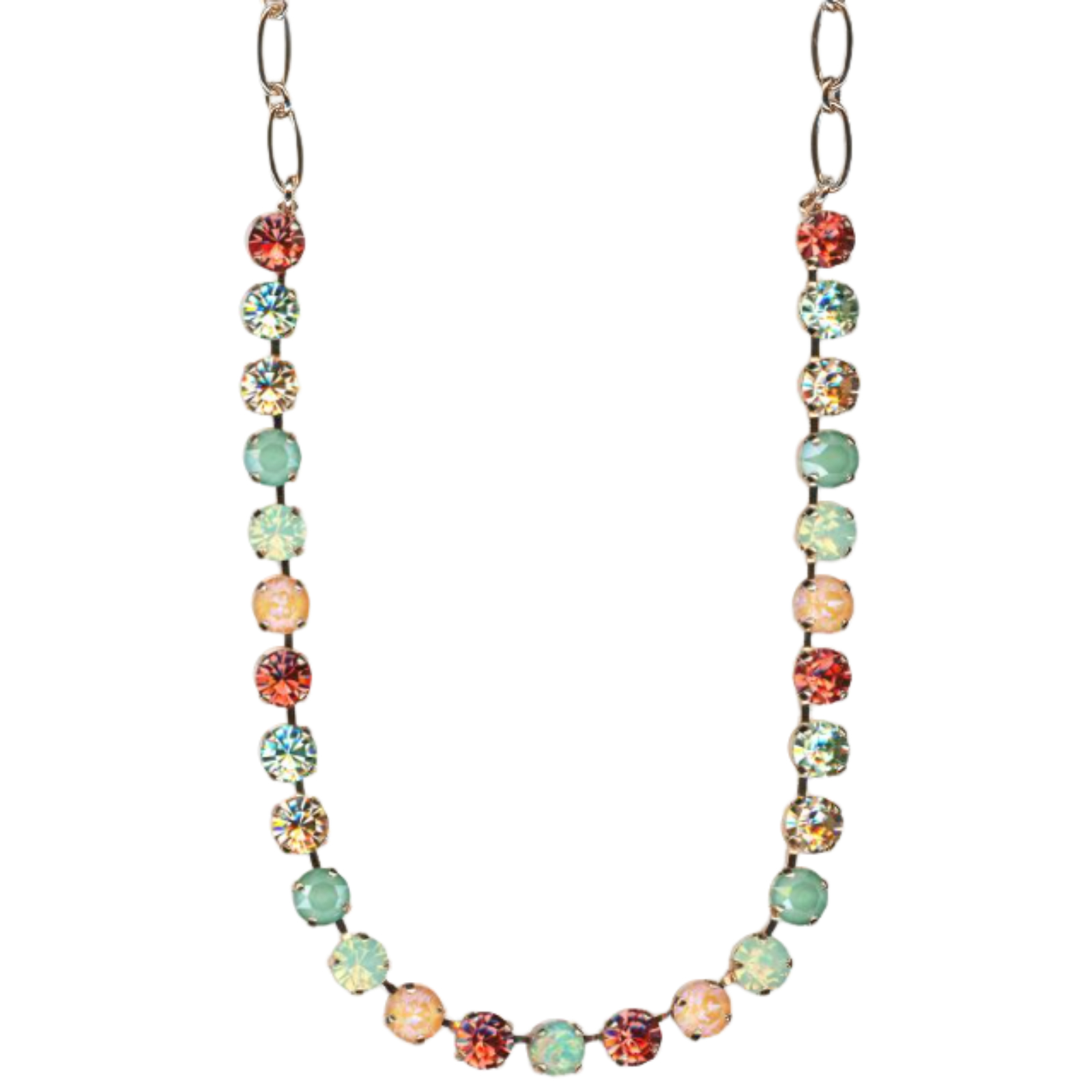 N-3252SO1-M1120-RG(1) Mariana Necklace Cabochon Mineral, Greens, Orange Opal, Padparadscha & Golden Shadow Austrian Crystals Boloria Dia My Butterfly Coll. - Image 1