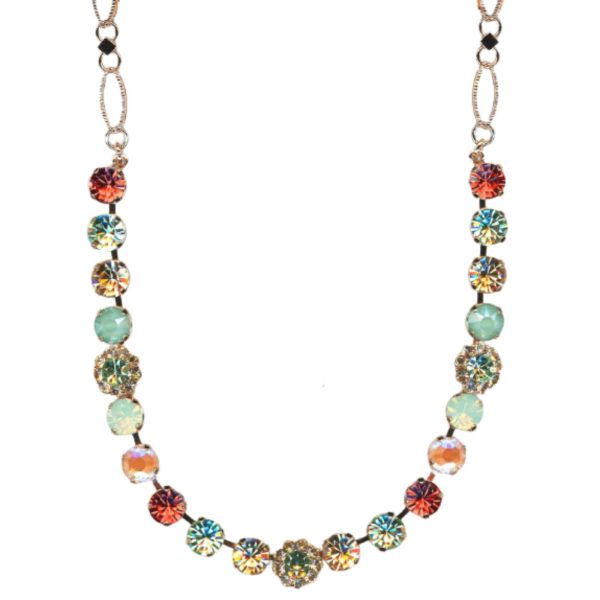 Mariana Necklace Elegant in Greens, Padparadscha, Orange Opal, Moonlight & Golden Shadow Austrian Crystals Boloria Dia My Butterfly Coll.