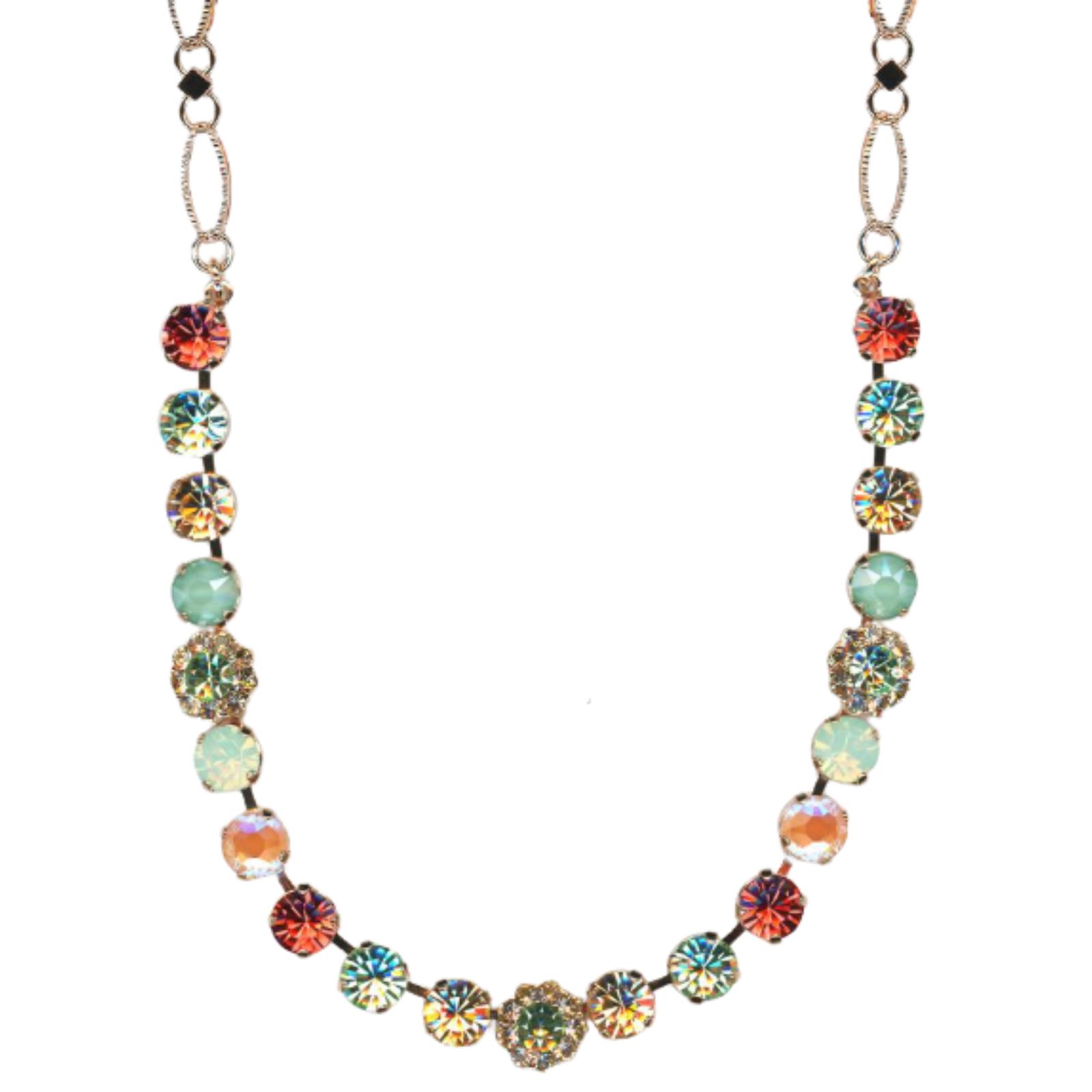 N-3352-2-1120-RG(1) Mariana Necklace Elegant in Greens, Padparadscha, Orange Opal, Moonlight & Golden Shadow Austrian Crystals Boloria Dia My Butterfly Coll. - Image 1