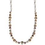 Mariana Necklace Glamorous Floral Heart Golden Shadow, Vintage Rose & Lt Smoked Topaz Austrian Crystals Euploea Core My Butterfly Coll.