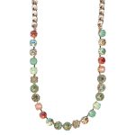 Mariana Necklace Lovely Floral in Greens, Padparadscha, Orange Opal & Golden Shadow Austrian Crystals Boloria Dia My Butterfly Coll.